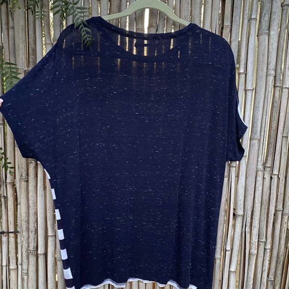 J BRAND ‣Striped Noli Cap Sleeve Semi-Sheer Tee M - Picture 6 of 7